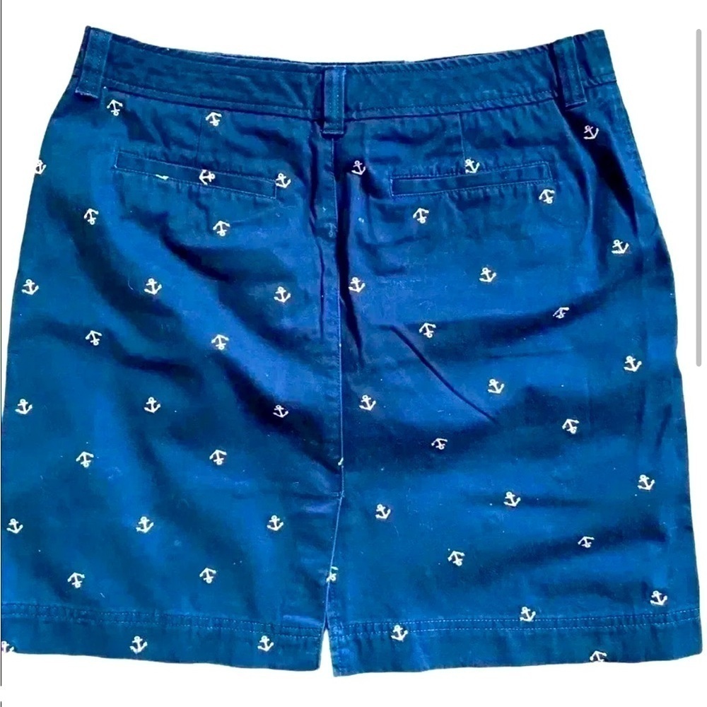 Super Cute LLBean Blue Cotton Straight Skirt With Pink Anchors Size 12P - Picture 7 of 8